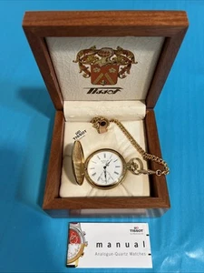 SWISS "MATHEY TISSOT” Mechanical Pocket Watch w/ Wooden Case & Chain - NICE! - Picture 1 of 18