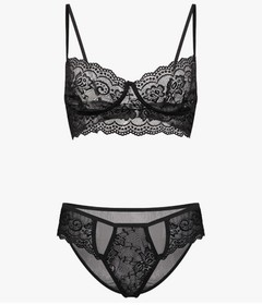 Women's Sexy Lingerie Lace Babydoll Black Bra Panty Set Sleepwear Nightwear