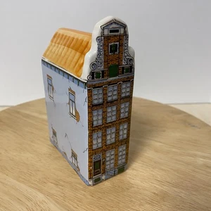 Casa del Canal de Holanda pintada a mano de Delft de 5" de alto hecha en Holanda ladrillo y azul - Imagen 1 de 11