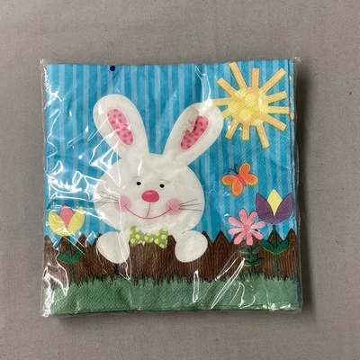 Servilletas de papel de conejo de Pascua de 13x13 pulgadas paquete de 18 vajilla de flores de primavera Foto 1 de 2