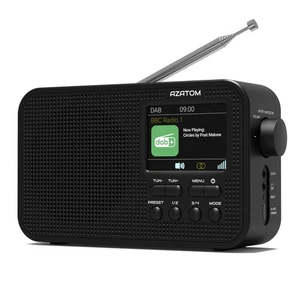 DAB+ DAB FM Radio Speaker Bluetooth Portable Rechargeable AZATOM Aspire G2 Black - Picture 1 of 9