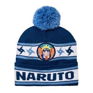 Naruto NWT Boys' One Size Logo Patch Pom Beanie - Blue - Picture 1 of 4
