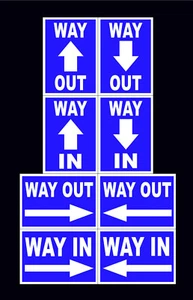 WAY IN / WAY OUT DIRECTIONAL ARROW sign or sticker A4 size one way exit access - Picture 1 of 1