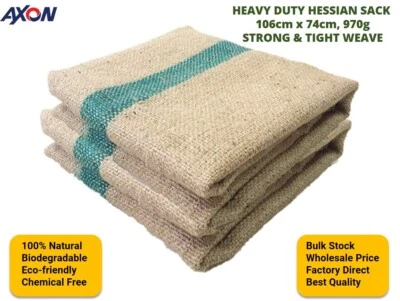 AXON CLASSIC HESSIAN Heavy Duty Jute Sack - XXL Size 106cm x 74cm, 970g, 100 Kilo Capacity