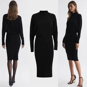 NWT REISS Black Freya Wool Knitted Roll Neck Long Sleeve Small Sweater Dress - Picture 1 of 9