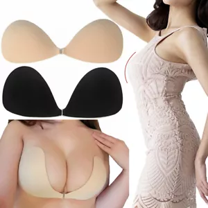 Silicone Gel Invisible Bra Self Adhesive Push Up Strapless Backless Drop Shape - Picture 1 of 14