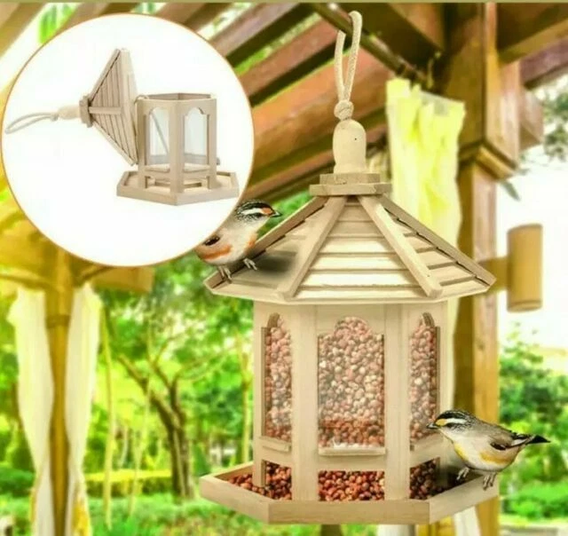 ArtMinds Wood Hanging Wild Bird Feeder, Medium - Brown