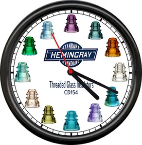 Aisladores de vidrio atornillado Hemingray CD154 letrero de depresión eléctrica reloj de pared - Imagen 1 de 1