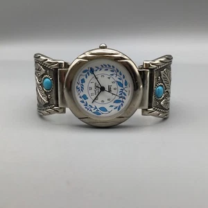 LA Express Southwest Watch Women 35mm Silver Tone Blue Stone New Battery 6.75" - Picture 1 of 15
