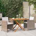 vidaXL 3 Piece Garden Dining Set with Cushions Beige