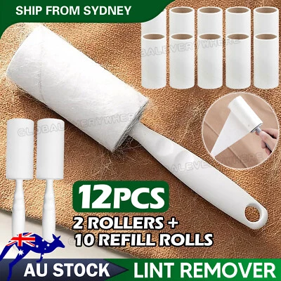 12x Lint Roller With Refills Sticky Remover Pet Dog Hair Clothes Dust Cleaning - image 1 of 4