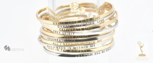 Mode SCHMUCK Armreif Manschette Armband NACHRICHT Text Affirmation Silber Gold CHARM - Bild 1 von 27