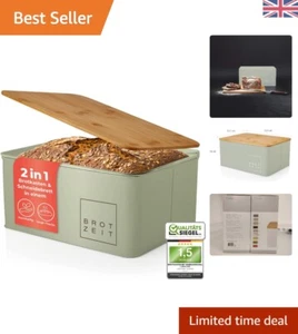 Sleek Mint Green Bamboo Bread Box with Ventilation - Elegant Kitchen Essential - Picture 1 of 8