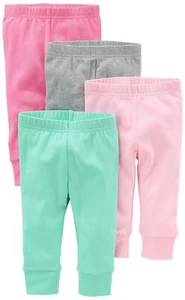 Baby Girls' 4-Pack Pant Mint Green/Pink/Grey Preemie - Picture 1 of 4
