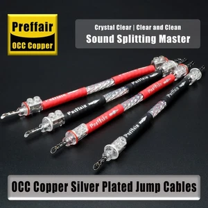 OCC Copper Silver Plated Speaker Jumper Cable Spade Banana Plug HiFi Audio Wires - Picture 1 of 19