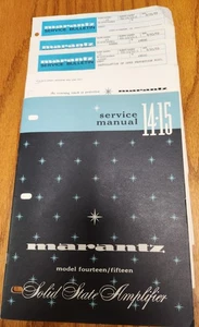 Marantz 14, 15 Amplifier Service Manual + Addendum & Bulletins-Original - Picture 1 of 2