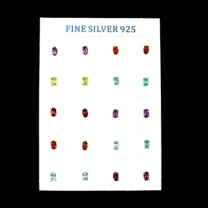 925 Sterling Silber Ohrringe oval Peridot Topas Amethyst 4 mm 10 Paar Geburtsstein - Bild 1 von 14