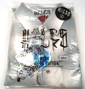 HALES Speed Shop Gray White Plaid Ltd Edition Long Sleeve Shirt Mens L NEW C221 - Picture 1 of 7
