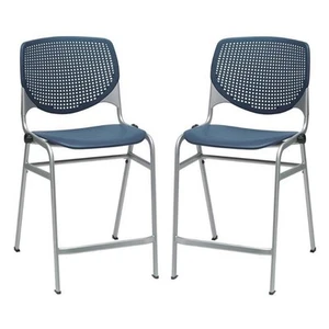 Home Square Plastic Counter Stool in Navy - Set of 2 - Picture 1 of 7