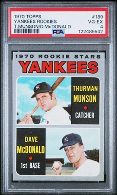 PSA 4 1970 Topps #189 Yankees Rookies Thurman Munson ¡LIMPIO! ¡SIN RESERVA! Foto 1 de 2