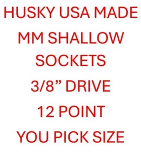 Husky 3/8" Drive 12 puntos MM enchufe poco profundo hecho en EE. UU. Elige tu talla - Imagen 1 de 23
