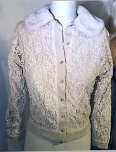 Maglione collare pelliccia rivestimento pizzo ~ glamour femminile ~ di DANELLA di STORYK VINTAGE - Foto 1 di 6