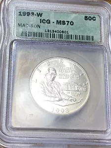 1993-W Madison Silver Half Dollar ICG MS70 White Best Price* CHRC (formerly CHN) - Picture 1 of 2