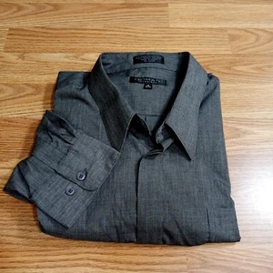 Domani Platinum Mens Dress Shirt Sz 18-34/35 Poly/Cotton Gray Single Needle - Picture 1 of 14
