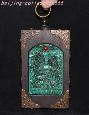 Madeira antiga bronze turquesa guerreiro segurar katana Fudo Acalanatha Buda Thang-ga - Imagem 1 de 4