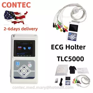 CONTEC TLC5000 24H 12 Channel ECG Dynamic Holter EKG Monitor System+Software - Picture 1 of 10