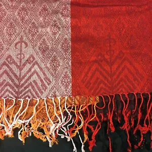 Sciarpa scialle avvolgente testa misto seta pashmina 29" x 66" rettangolare nappa frange estremità - Foto 1 di 10