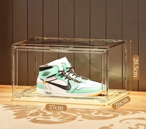 Transparent Magnetic Shoe Acrylic Storage Boxes Clear Wide Front Open - Picture 1 of 9