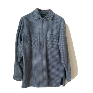 Rebecca Malone Women's  3/4 Zip Long Sleeve Flannel Size Medium Checkered - Picture 1 of 8