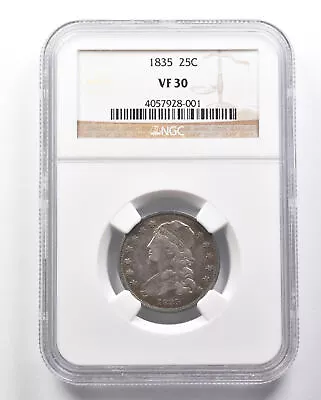 1835 Capped Bust Quarter VF30 NGC *8281 - Image 1 of 3