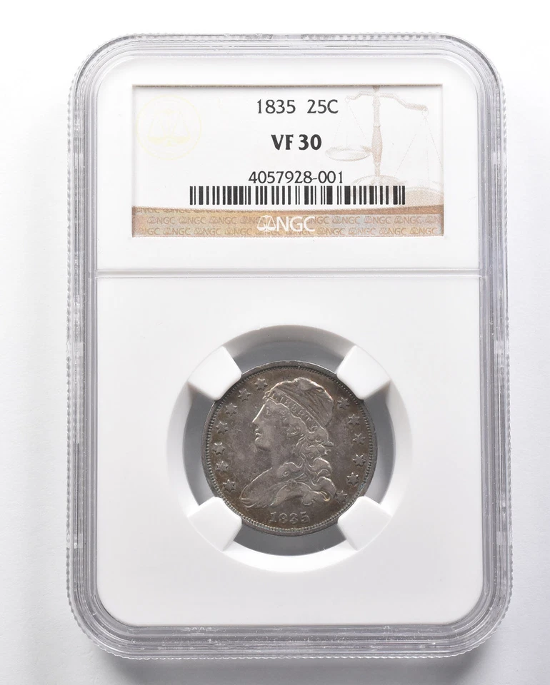 1835 Capped Bust Quarter VF30 NGC *8281 - Image 1 of 3