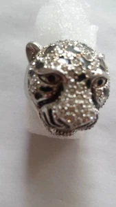 Tigerkopfring mit Kristallen !  NEU  Gr.18/19 - Bild 1 von 3