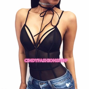 EE. UU. Mujeres Damas Malla Body Ver a Través Body con Mamelucos Mono - Imagen 1 de 4