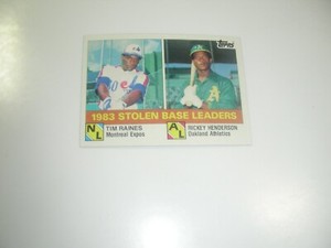 Tim Raines (NL)/Rickey Henderson (AL) 1984 Topps '83 Stolen Base Leaders #134