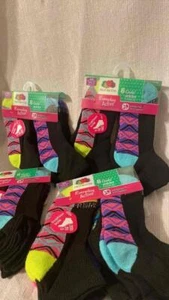 Lot 24 pairs(4packX 6pairs) FRUIT OF THE LOOM Girls socks M shoe size 10 1/2 - 4 - Picture 1 of 12