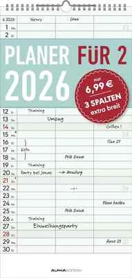 NEUMANN VERLAGE GMBH & CO Planer für zwei 2026 - 3 Spalten - Familien-Timer Familienkalender 22 x 45 cm