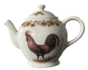Vtg Rooster Teapot Farmhouse Cream Sunflowers By Lily Creek - Picture 1 of 6