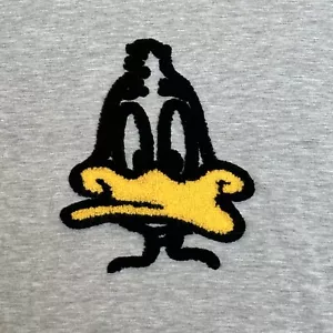 Vintage Daffy Duck T-Shirt Looney Tunes Chanille Grey Size Large Double Stitch - Picture 1 of 8