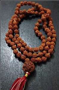 SECHS 6 MUKHI GESICHT RUDRAKSHA RUDRAKSH JAPA MALA ROSENKRANZ 108 + 1 GURU PERLE YOGA AUM - Bild 1 von 1