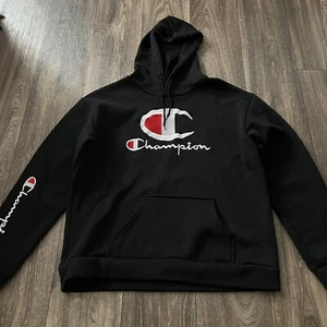 Champion Sweater Mens Small Black Hoodie Sweatshirt Pullover Casual Adult - Picture 1 of 5