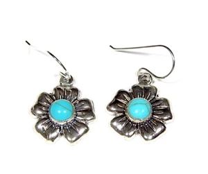 Echte 6 mm Kingman Türkis 925 Sterlingsilber Ohrhänger 1 Zoll lang - Bild 1 von 1