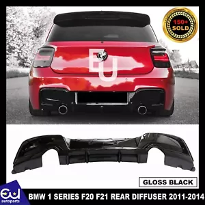 FOR BMW 1 SERIES F20 F21 REAR DIFFUSER 2011-2014 PRE-LCI M135I LOOK GLOSS BLACK - Picture 1 of 14