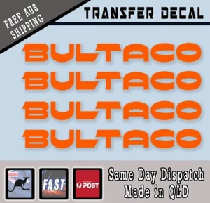 Calcomanías estilo BULTACO NARANJA BRILLANTE X 4 corte vinilo 160 mm de ancho ventana tanque - Imagen 1 de 1