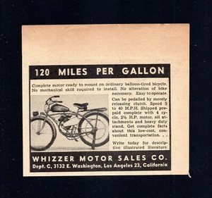 1945 WHIZZER MOTOR Print Ad from Mechanix Illustrated - Picture 1 of 1