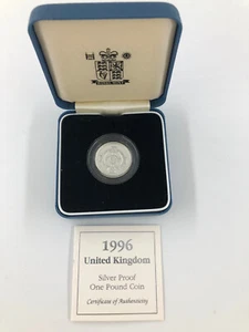 UK 1996 Silver Proof 1 One Pound Coin + BOX & COA  £1 United Kingdom - Picture 1 of 3