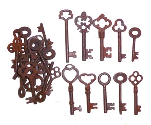 Antique Iron Skeleton Keys Lot of 25 Steampunk - Picture 1 of 3